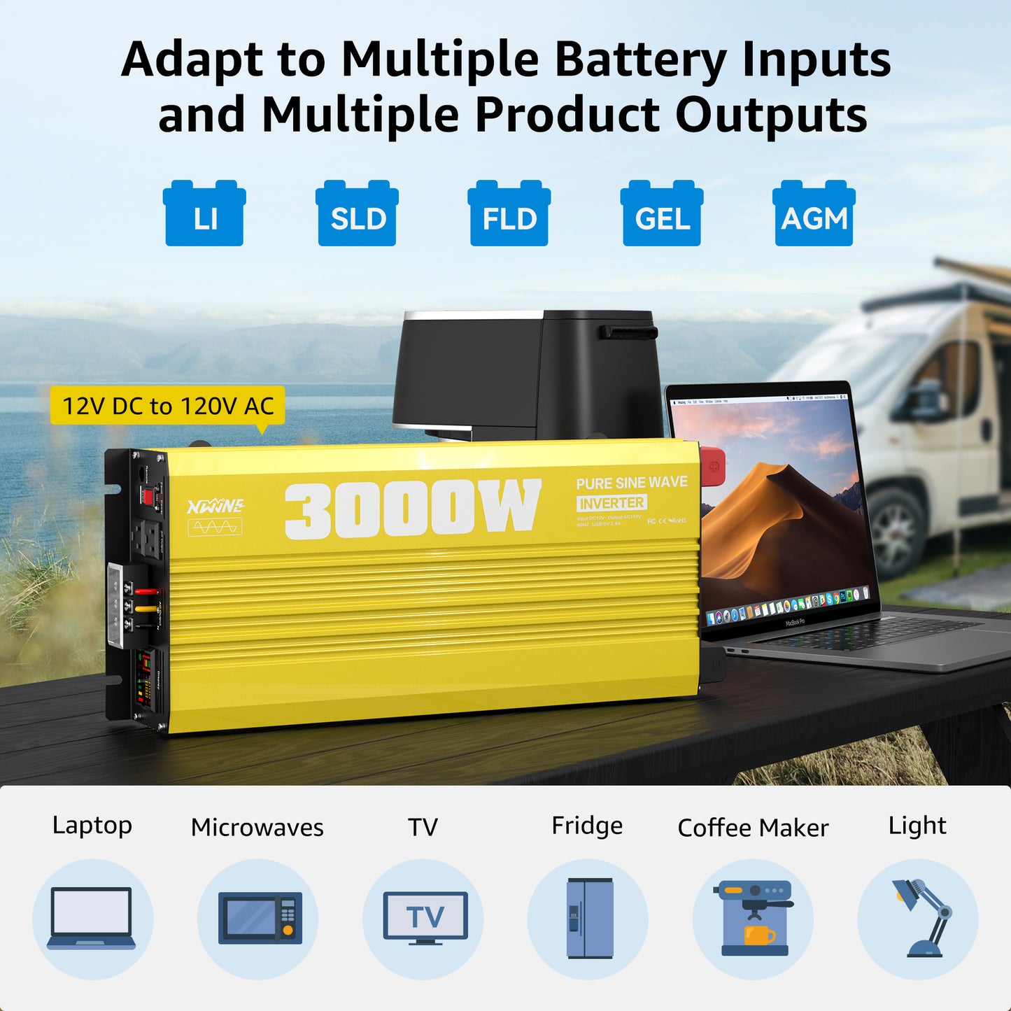 3000 watt 12V Pure Sine Wave Power Inverter with Remote