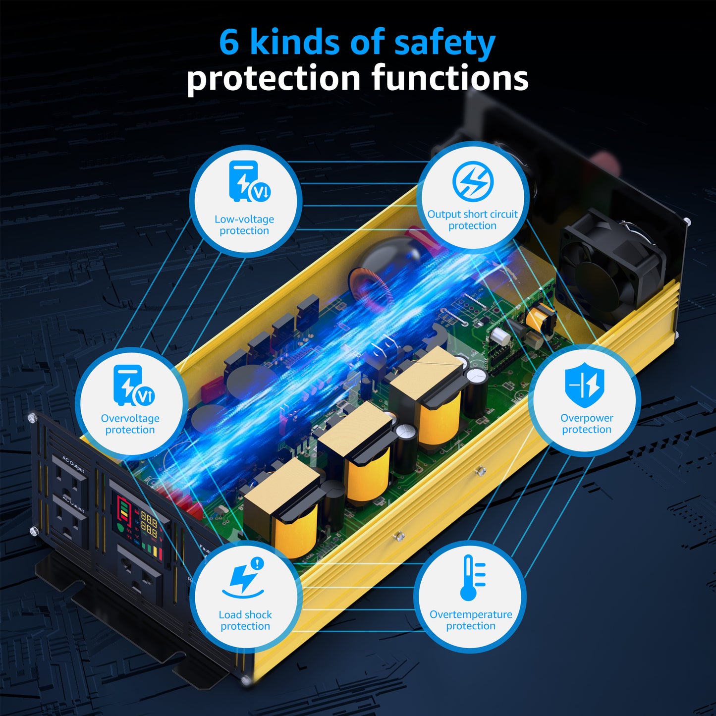 2000 watt 12V Pure Sine Wave Power Inverter with Remote