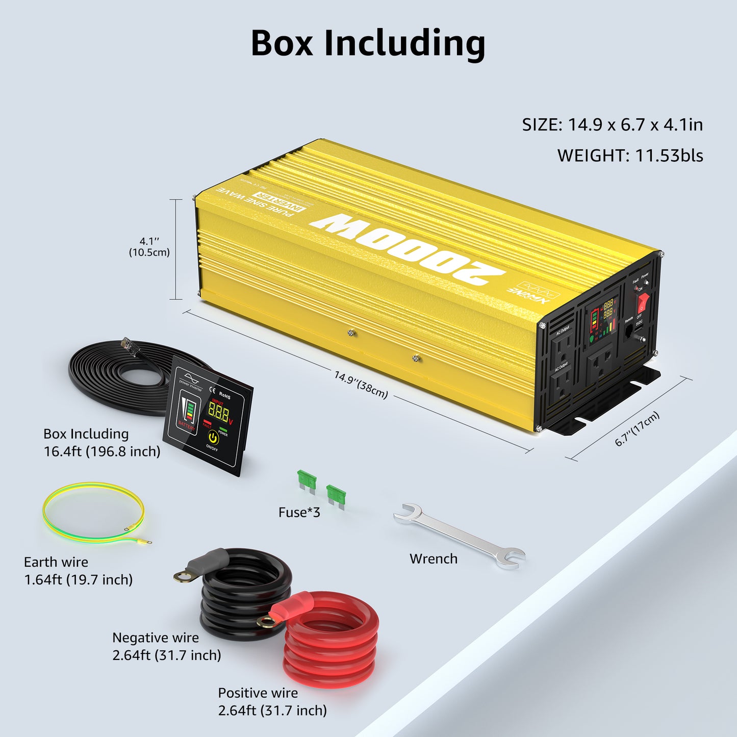2000 watt 12V Pure Sine Wave Power Inverter with Remote