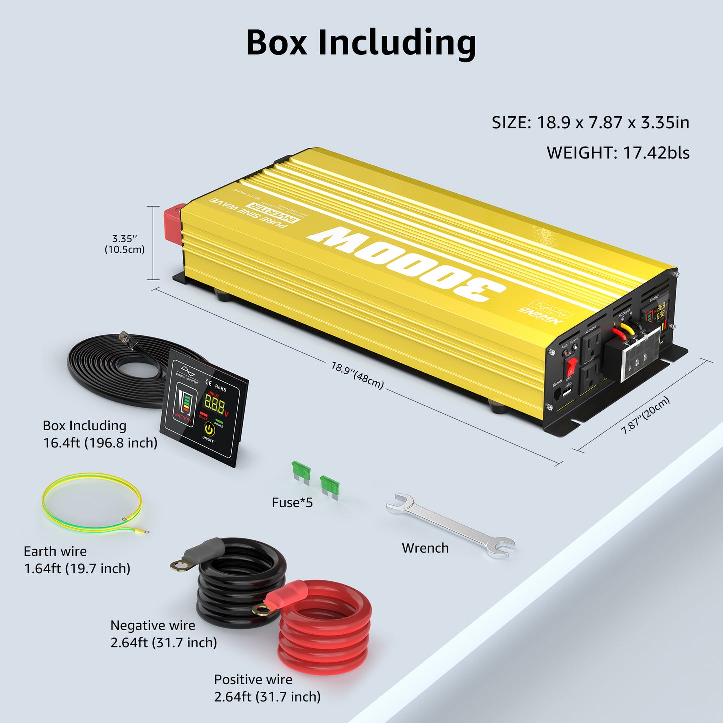 3000 watt 12V Pure Sine Wave Power Inverter with Remote