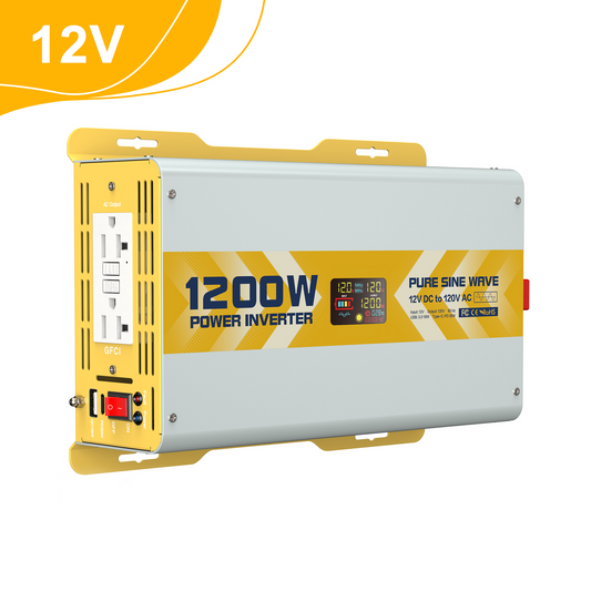 1200 watt 12V Pure Sine Wave Power Inverter with GFCI & Remote