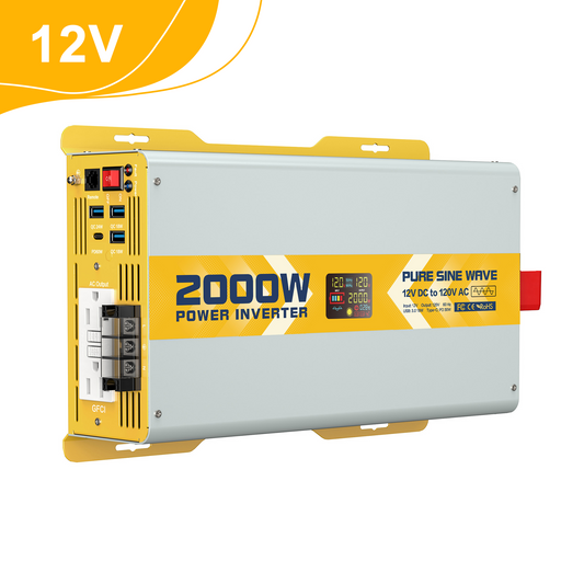 2000 watt 12V Pure Sine Wave Power Inverter with GFCI & Remote