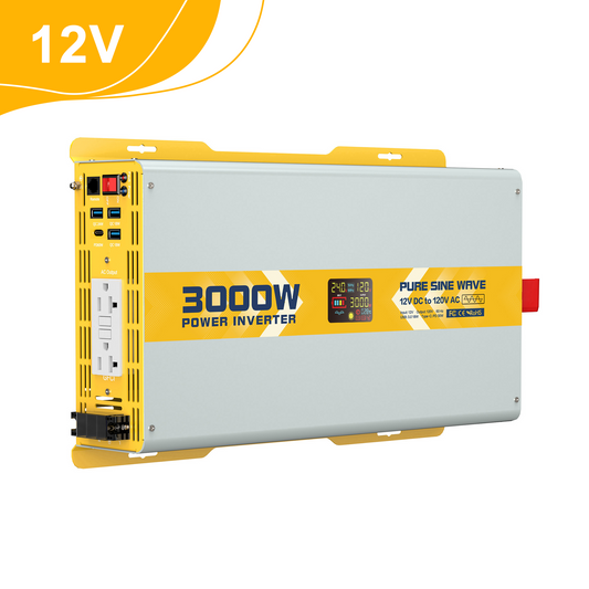 3000 watt 12V Pure Sine Wave Power Inverter with GFCI & Remote