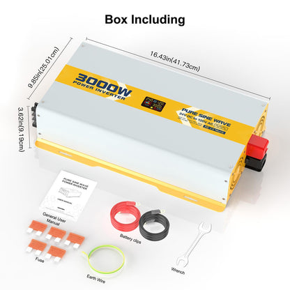 3000 watt 24V Pure Sine Wave Power Inverter with GFCI & Remote