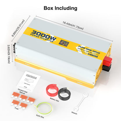 3000 watt 12V Pure Sine Wave Power Inverter with GFCI & Remote