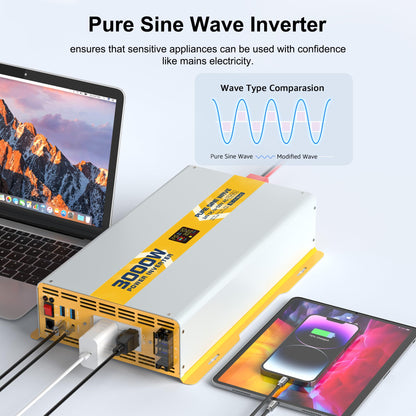 3000 watt 24V Pure Sine Wave Power Inverter with GFCI & Remote