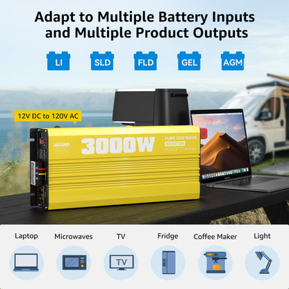 3000 watt 12V Pure Sine Wave Power Inverter with Remote