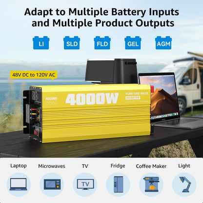 4000 watt 48V Pure Sine Wave Power Inverter with Remote