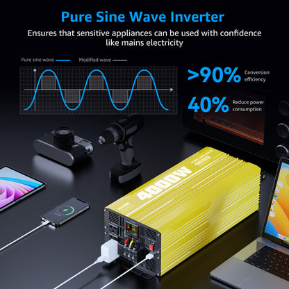4000 watt 48V Pure Sine Wave Power Inverter with Remote