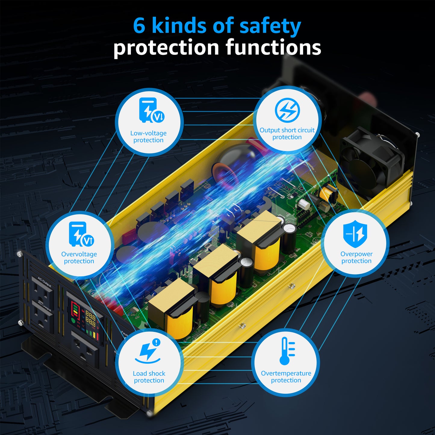 1200 watt 12V Pure Sine Wave Power Inverter with Remote