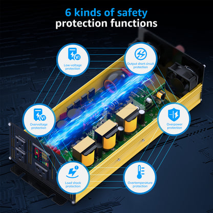 2000 watt 12V Pure Sine Wave Power Inverter with Remote