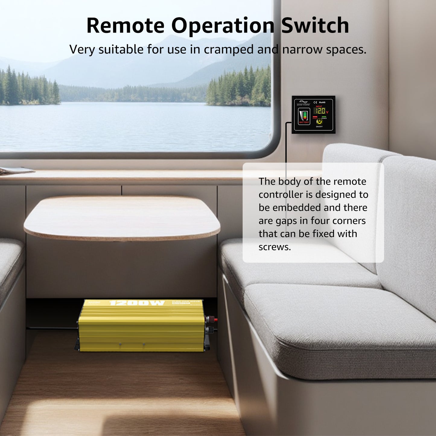 1200 watt 12V Pure Sine Wave Power Inverter with Remote