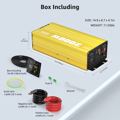2000 watt 12V Pure Sine Wave Power Inverter with Remote