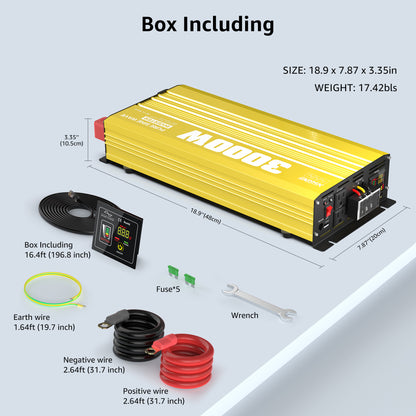 3000 watt 12V Pure Sine Wave Power Inverter with Remote