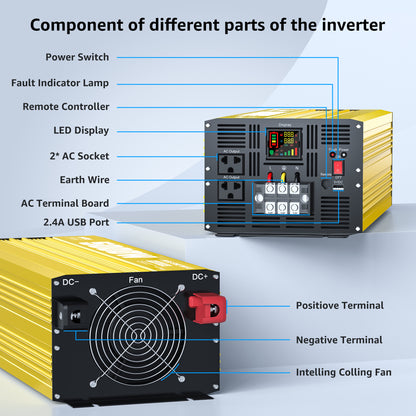5000 watt 48V Pure Sine Wave Power Inverter with Remote